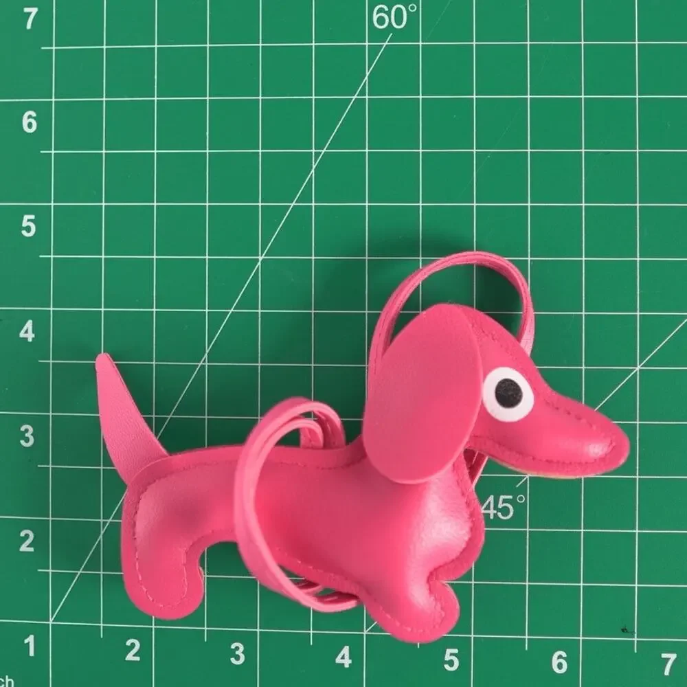 Dachshund Bag Charm Keychain Faux Leather Dog Mom Y2K Cottagecore Fuchsia NWOT